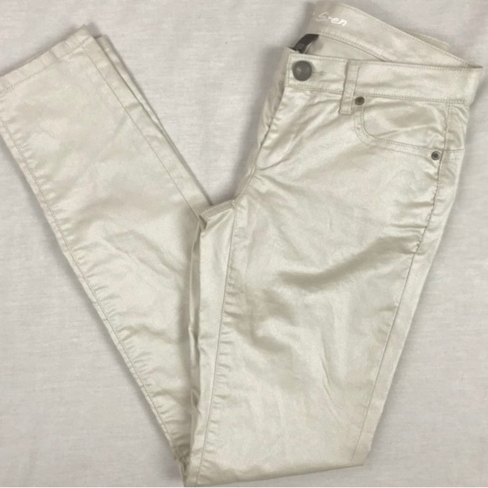 VS Siren White Metallic Skinny Jeans Pants Size 10